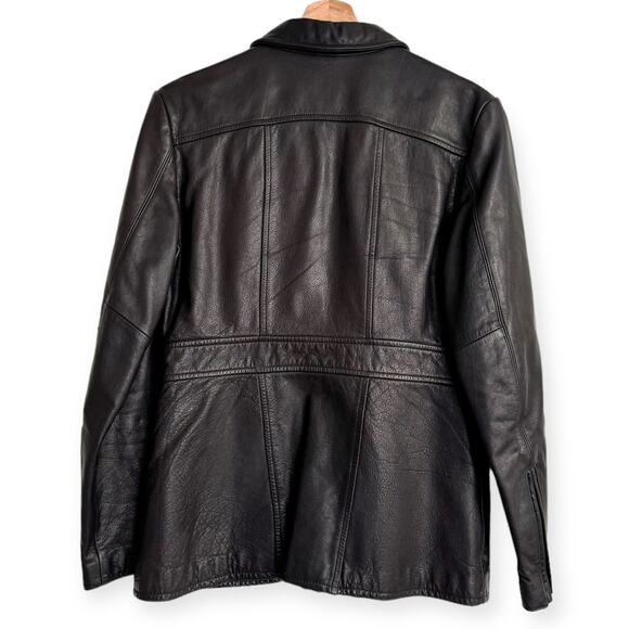 Vintage Banana Republic Dark Brown Military Heavy Leather Jacket Women's Size S - Picture 2 of 12